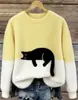 Nova estação independente transfronteiriça Amazon estampa digital gato animal fleece moletom feminino gola redonda para outono e inverno