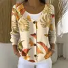 Sudadera con Botones de Cuello en V de Nuevo Estilo Transfronteriza de Manga Larga Otoño e Invierno Moda Impresa en 3D y Personalizada Chaqueta Suelta para Mujer
