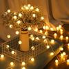 Luzes de Corda com Pompons de LED, Luzes de Bola de Neve, Luzes Piscantes de Dente-de-leão, Luzes de Decoração de Casamento, Fitas de Luz, Decoração de Interior, Luzes de Natal