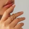 Oumika Anillo Fino Circular Color Chapado Oro 18k Zircón Anillo de Apilamiento con Anillo de Dedo Anillo de Acero de Titanio Joyería para Mujer