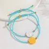 Popular Transfronteiriço Nicho Simples Moda Pulseira de Corda Azul Design Vilão do Amor Pingente Redondo Pulseira de Aço Inoxidável Tendência
