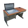 Escritorio plegable para computadora comercial nuevo de acero con cajón pantalla host oculto de acero inoxidable escritorio individual