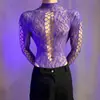 Lobe Lencería Erótica para Hombre Bodysuit Sexy con Pedrería Uniforme de Discoteca Talla Grande Top Apasionado Ajustado Dropshipping para Hombre