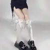 Meias brancas de panturrilha com laço doce lolita japonesa meias de renda lolita infantil meias de renda jk