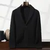 Cárdigan de Lana de Cabra Suave y Amigable con la Piel para Hombre de 26 Años, Cuello de Fruta Verde, Jersey Casual Grueso con Patrón Trenzado, Ropa Exterior de Punto