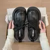 Nuevos zapatos de cuero con cordones para mujer, mocasines estilo británico, tacón grueso 2026, plataforma de moda, que aumentan la altura, zapatos escolares de otoño