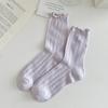 Calcetines Deportivos Blancos de Primavera y Otoño para Mujer a Rayas de Dos Barras Estilo Académico de Media Caña Calcetines Cortos de Estudiante Estilo Coreano ins Trendy