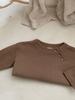 Camiseta sencilla de algodón casual de manga larga para bebé recién nacido estilo Ins coreano de primavera y otoño, camisa básica de primavera para bebé con botones abiertos