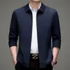 Chaqueta Casual de Negocios para Hombre de Mediana Edad Solapa Abrigo para Hombre de Mediana Edad Top de Otoño Suelto Talla Grande