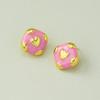 Pendientes de plata Qingdao s925 con forma de corazón de melocotón cuadrado, nuevos, japoneses y coreanos, con aguja, esmaltados, sencillos, pequeños y exquisitos, para mujer