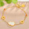 Pulsera de calabaza de oro antiguo jade natural Hetian pulsera de jade personalidad retro pulsera que combina con todo joyería femenina oro antiguo