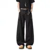Jeans de Mezclilla Cruda Estilo Retro Americano de Pierna Ancha en A para Hombre, Pantalones Casuales Americanos de Pierna Recta con Botones para Verano
