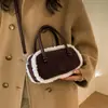 Bolso de Mano de Peluche Patchwork Elegante de Nicho con un Toque de Lujo, Bolso de Hombro Único Retro Moderno, Bolso Cruzado Casual de Gamuza