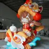 Escultura Grande de Fibra de Vidrio de Dibujos Animados Escultura Personalizada de Niña Danzante del León Chino Adornos de Decoración para Exteriores de Centros Comerciales