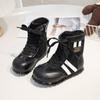 Botas para Niñas Estilo Coreano Estilo Deportivo Suela Plana Versátiles Botas Infantiles Otoño 2025 Nuevas Botas Individuales Niños Medianos y Grandes Botas Cortas para Entrenamiento Moral