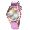 Comercio Exterior Más Vendido Moda Casual Reloj de Mujer Esfera Arcoíris Reloj de Cuarzo Correa de Cuero Reloj de Mujer Reloj Simple para Estudiante