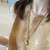 Nova Corrente de Suéter com Corda Artesanal de Luxo Nicho, Colar Pingente de Cabacinha Dourada Antiga Estilo Chinês para Mulheres