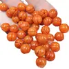 Jade Imitación Jade Rojo Calabaza Perlas Perlas Redondas Jade Perlas Sueltas Cuarzo Naranja Roca de Jade Loto Accesorios de Joyería Perlas