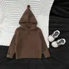 Moletom de Outono para Bebê Chapéu de Elfo Fofo Malha Canelada Camada Interna Estilosa para Crianças