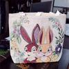 Bolso de hombro europeo y americano bordado de cabeza de conejo bolso cuadrado pequeño algodón y lino casual bolso de mano para mujer bolsa de almacenamiento linda fábrica