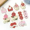 Pendente de Flor Rosa Esmaltada em Liga Metálica Mais Vendido Transfronteiriço para Pulseira Colar Chaveiro DIY Pequeno Presente de Feriado para Mãe