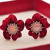 Aretes Elegantes de Red de Flores Elegantes de Estilo Coreano para Mujer con Pin de Plata S925, Accesorios Exagerados Distintivos