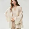 Cardigan Shawl Suéter de Tricô Solto de Caxemira e Seda de Amora Peça de Roupa Externa Feminina Outono Inverno Top Tricô Camada Externa