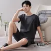 Directo del fabricante: Pijama de algodón puro para hombre, nuevo de verano 2026, shorts de manga corta, ropa casual para el hogar, se puede usar afuera, conjunto