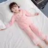 Conjunto de Pijama para Niña Estilo Nuevo Primavera y Otoño 2026 Estilo Chino Color Sólido Estilo Étnico Abotonado Casual Ropa para el Hogar para Bebés
