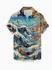 Camisa Corta Nueva de Comercio Exterior Transfronteriza Fábrica de Impresión 3D Venta Directa Wholesale Personalizada Camisa de Botones de Poliéster Cuadros Verano