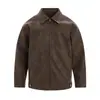 Chaqueta de Cuero Punk Desgastada de Moda para Hombre Estilo Primavera y Otoño Ropa Urbana Retro Holgada Casual Solapa Abrigo Chaqueta de Piel Sintética