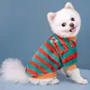 Suéter de Forro Polar Rayado para Perros Suave Cálido Ropa de Invierno para Perros Verde y Naranja para Perros Pequeños y Medianos