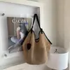Bolsa de Palha Tecida para Comércio Exterior, Bolsa de Verão, Bolsa Tote de Ombro Grande de Palha Tecida Estilo Preguiçoso, Bolsa de Praia Estilo Férias na Praia