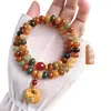 Nuevo Pulsera Raíz de Bodhi Estilo Chino Dunhuang con Cierre Ruyi para Mujer, Pulsera Budista Apilable de Cuentas de Bodhi de Doble Vuelta para Hombre