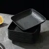 Pratos quadrados de plástico com padrão de pedra imitação, adequados para mesas de jantar em casa, louças estilo japonês, pratos criativos para lanches, pratos de osso preto e branco, conjunto transfronteiriço