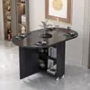 Mesa de comedor plegable para uso doméstico en apartamentos pequeños, simple, multifuncional, móvil con ruedas, adecuada para propiedades de alquiler, mesa de comedor pequeña rectangular