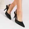 Sandalias de tacón de punta y punta fina estilo francés al por mayor de fábrica, tacones altos elegantes europeos y americanos, tacones versátiles para mujer para el trabajo y los desplazamientos