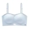 Ropa interior strapless sin costuras de seda helada de verano para mujer, sujetador push-up antideslizante para busto pequeño, camisola de espalda hermosa, top tipo tubo envolvente