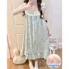 Camisón de Verano para Mujer con Copas, Estilo Dulce de Princesa, Encaje, Mangas Cortas Volantes, Ropa de Casa Sexy de Verano