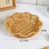 Cesta para pan, bandeja para exhibir bocadillos, bandeja para postres, cesta de mimbre sintético tejida completamente a mano, cesta para papas fritas, cesta para bocadillos de frutas, cesta para bocadillos para sala de estar
