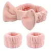 Conjunto de Faixa de Cabelo e Pulseiras para Lavar o Rosto com Face de Urso Transfronteiriça Faixa de Cabelo de Pelúcia Acessórios de Cabelo Femininos Venda Direta da Fábrica