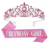 Nueva Corona de Fiesta de Cumpleaños Banda para el Hombro Cinta de Reina Set Accesorios para el Cabello de Reina para Niña Tocado En Stock