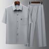 Conjunto de dos piezas de verano para papá, camisa de manga corta para hombre de mediana edad y mayor, camisa de abuelo de 60 años, traje informal fino