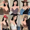 Camisole Picante Menina com Decote em V e Almofadas de Sutiã Embutidas, Top Curto Tubinho para Usar por Cima