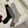 Nuevos calcetines finos de color liso estilo coreano para pantorrilla, calcetines blancos de algodón, calcetines largos apilables sin costuras estilo japonés para mujer