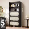 Cómoda Negra Estilo Vintage de Cinco Cajones Gabinete de Almacenamiento para Sala de Estar Dormitorio Gabinete de Almacenamiento Estantería Gabinete de Pasillo Gabinete Estrecho Alto Vertical Multicapa