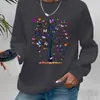 Tamaño Europeo Transfronterizo Suéter con Estampado de Árbol y Mariposas de Dibujos Animados de Colores para Mujer