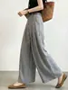 Calça Cinza de Perna Larga Estilo Old Money Feminina Nova 2026 Início do Outono Solta de Perna Reta Elegante Fashionável Caimento Emagrecedor Casual
