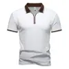 2026 Nueva Tendencia de Moda de Comercio Exterior de Verano para Hombres en Europa y América, Camisa Polo de Manga Corta con Cremallera de Alta Calidad y Diseño de Rayas de Colores