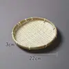 Cesta de Secagem Artesanal Tecida em Bambu, Bandeja de Bambu, Armazenamento de Produtos de Bambu, Decoração de Lavagem de Vegetais Estilo Fazenda, Escorredor, Pá de Lixo, Peneira